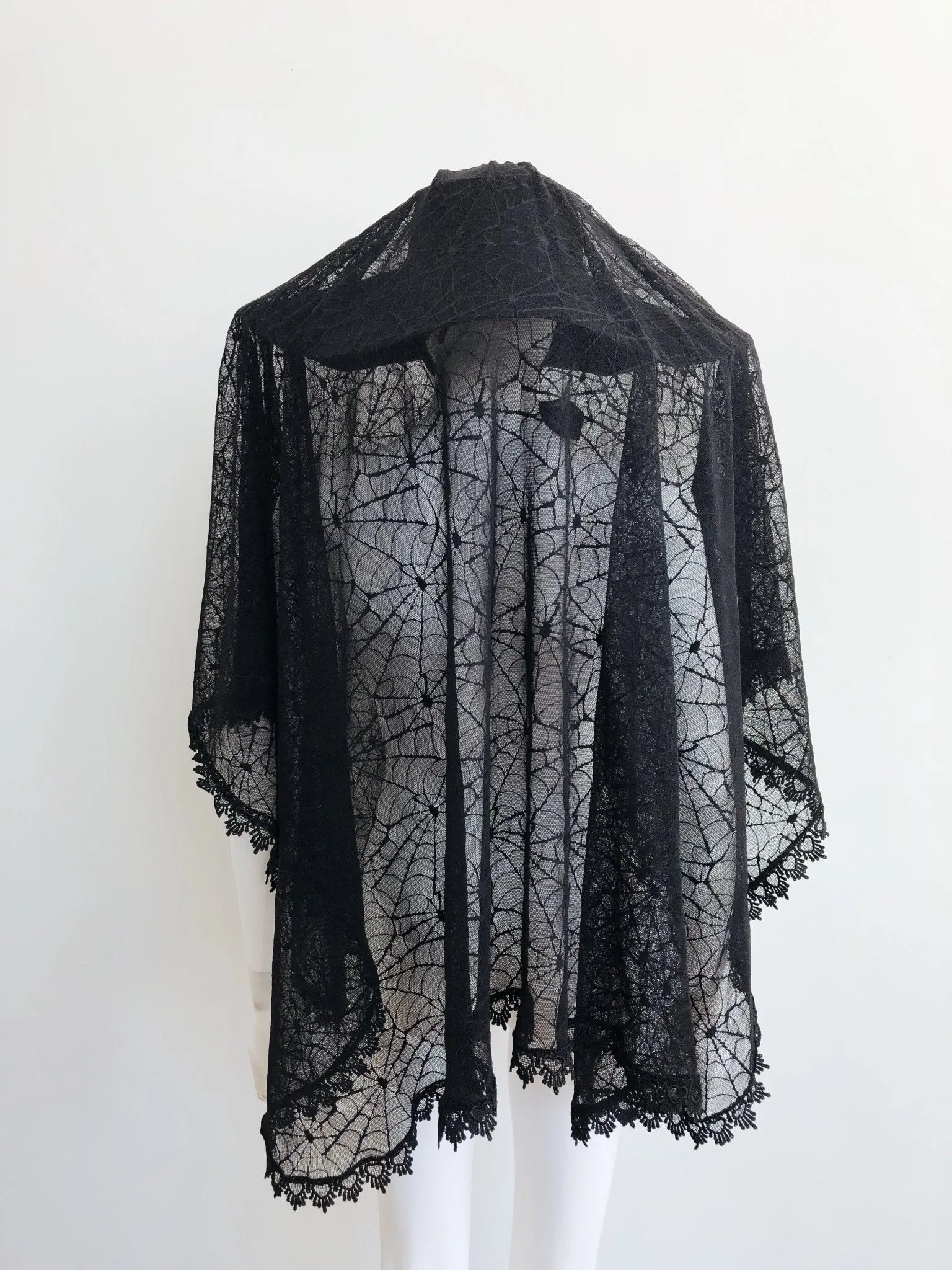 Set - Good Mourning Spiderweb Lace Veil & Goth In The Wind Hat