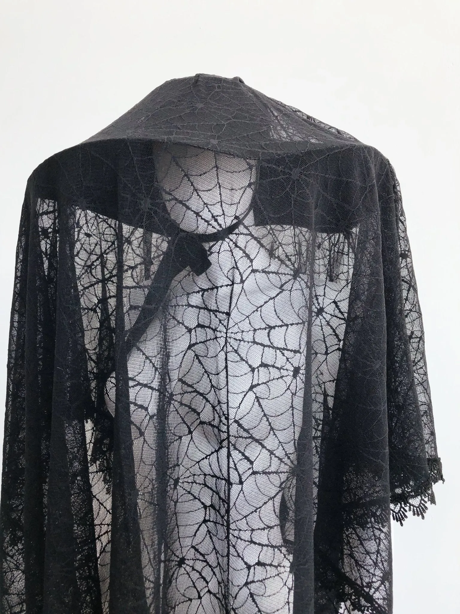 Set - Good Mourning Spiderweb Lace Veil & Goth In The Wind Hat