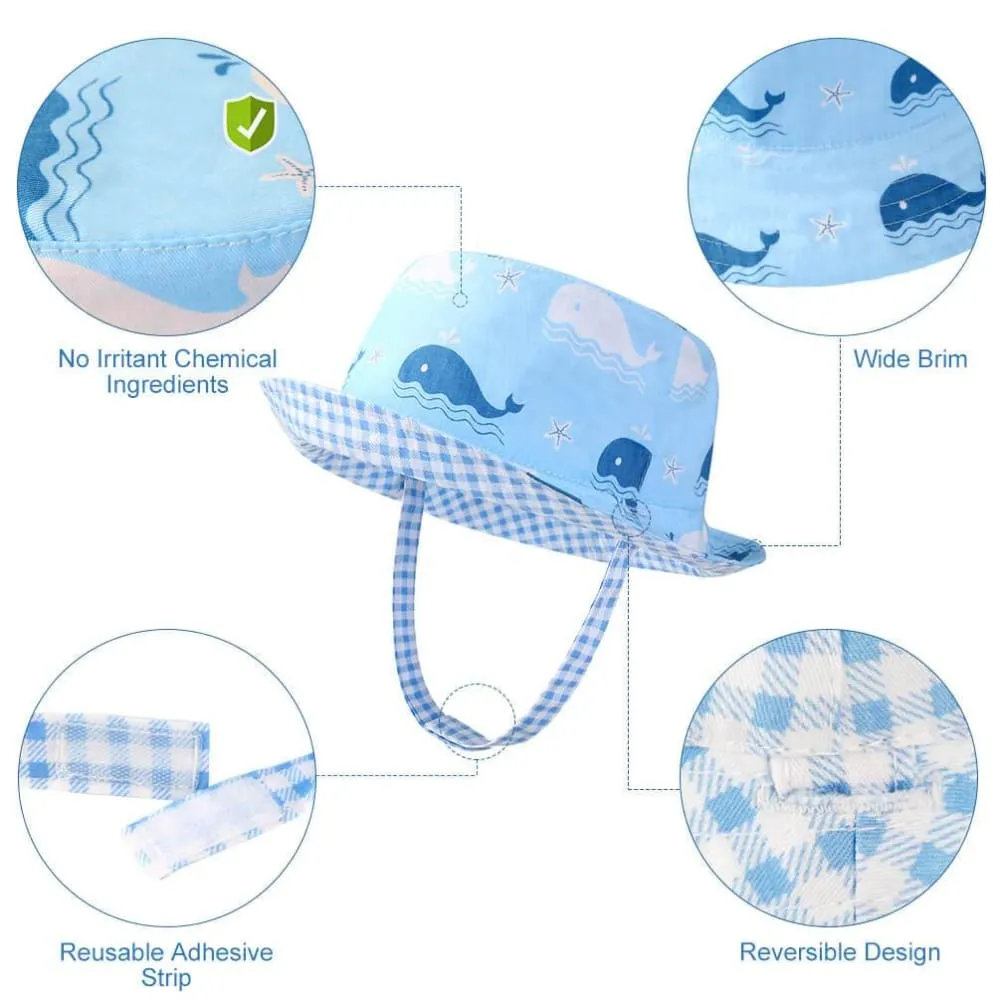Vbiger Kids Sun Protection Hat UPF 50  Sun Hat Bucket Hat with Double-sided Design and Improved Self-adhesive Strap
