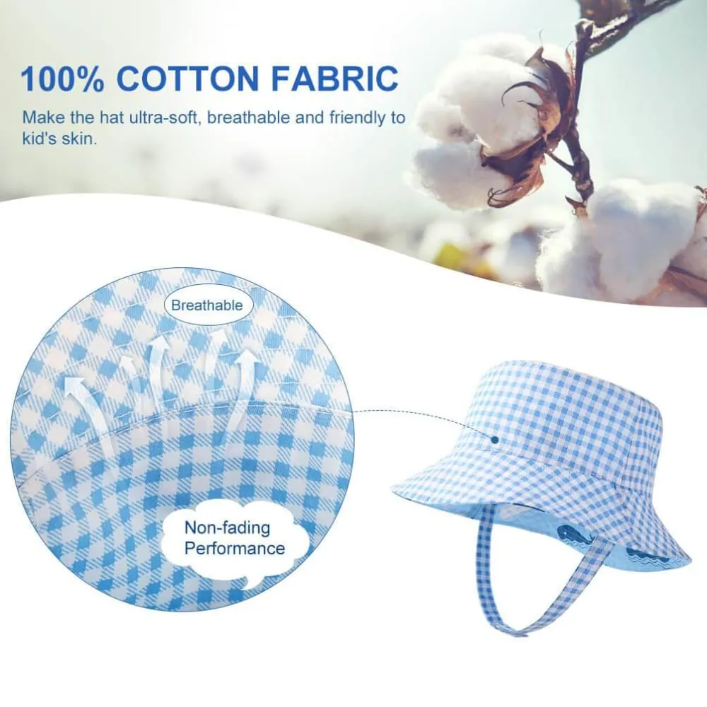 Vbiger Kids Sun Protection Hat UPF 50  Sun Hat Bucket Hat with Double-sided Design and Improved Self-adhesive Strap