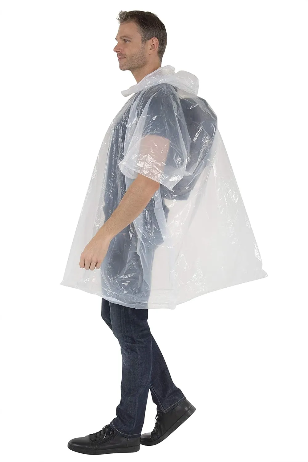 Wealers Rain Ponchos for Adults Teens Disposable Bulk Pack Emergency Raincoat Parks Outdoors Multi Colors Waterproof
