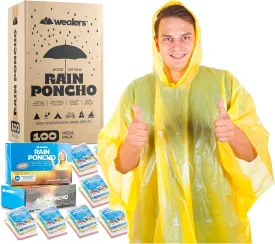 Wealers Rain Ponchos for Adults Teens Disposable Bulk Pack Emergency Raincoat Parks Outdoors Multi Colors Waterproof