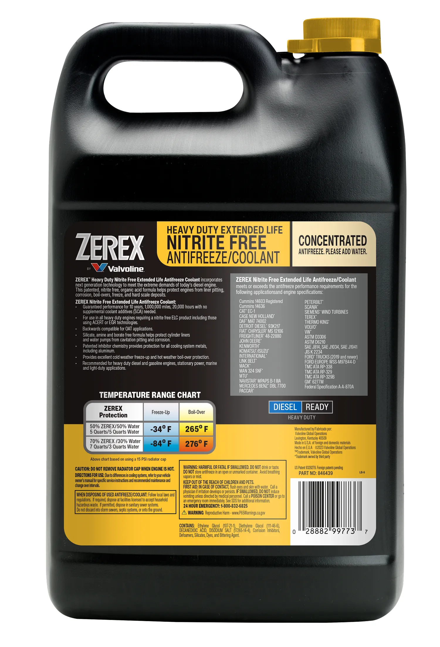 Zerex Heavy Duty Nitrite Free Extended Life Yellow Concentrate Antifreeze
